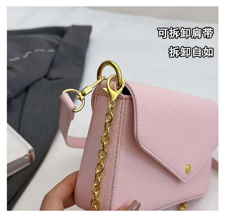 Women's Black Leather Crossbody Bag with Gold Chain — feature 10