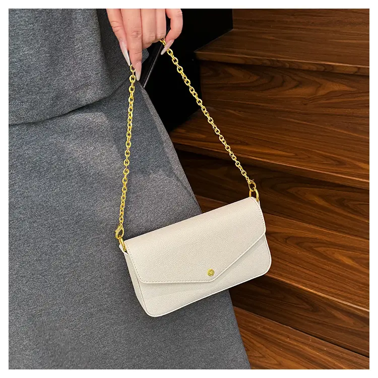Women's Black Leather Crossbody Bag with Gold Chain — feature 20