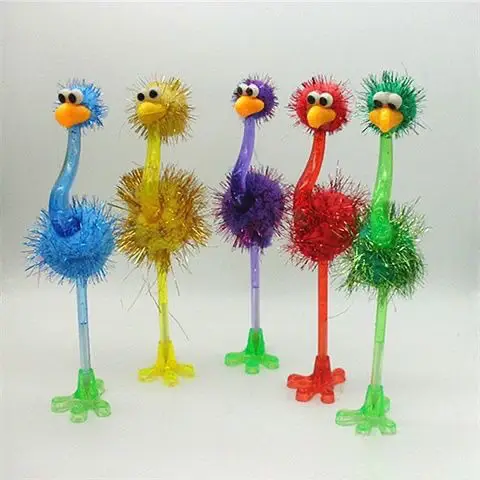 Plush Ballpoint Pen Gift Children's Gift Colorful Ostrich Ballpoint Pen Wholesale Student Creative Decompression Ornaments Wholesale