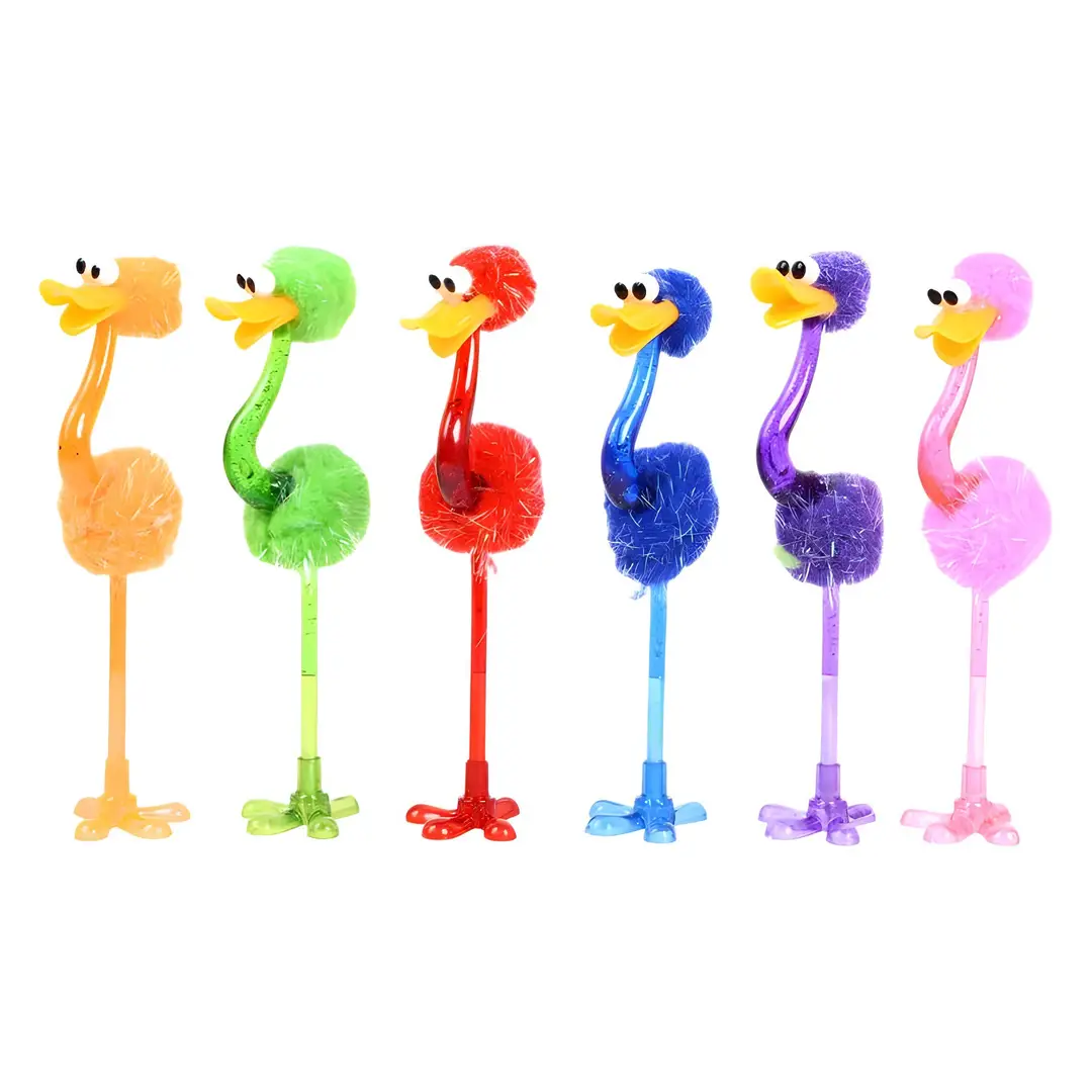 Plush Ballpoint Pen Gift Children's Gift Colorful Ostrich Ballpoint Pen Wholesale Student Creative Decompression Ornaments Wholesale