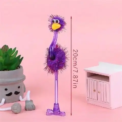 Plush Ballpoint Pen Gift Children's Gift Colorful Ostrich Ballpoint Pen Wholesale Student Creative Decompression Ornaments Wholesale — feature 2