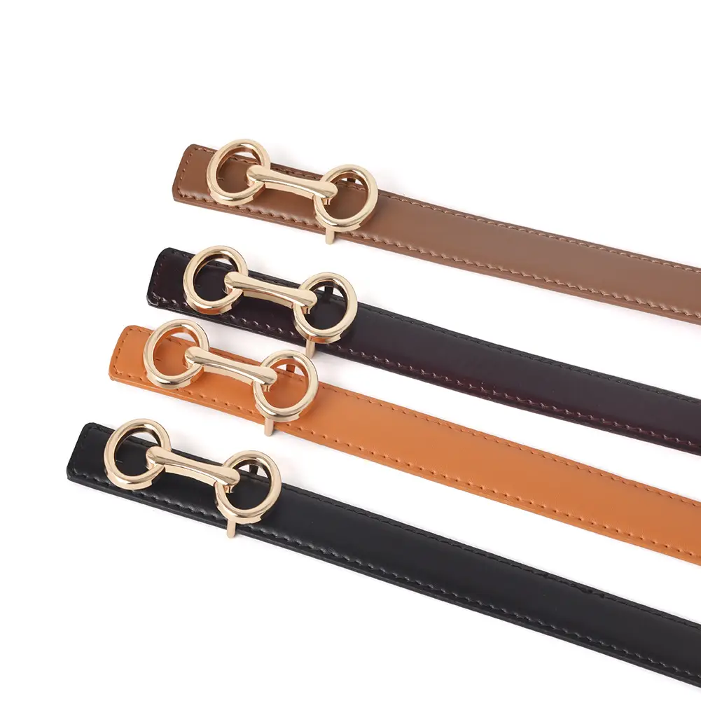 Black Gold Buckle Women's Belt for Suit Pants - Image 8