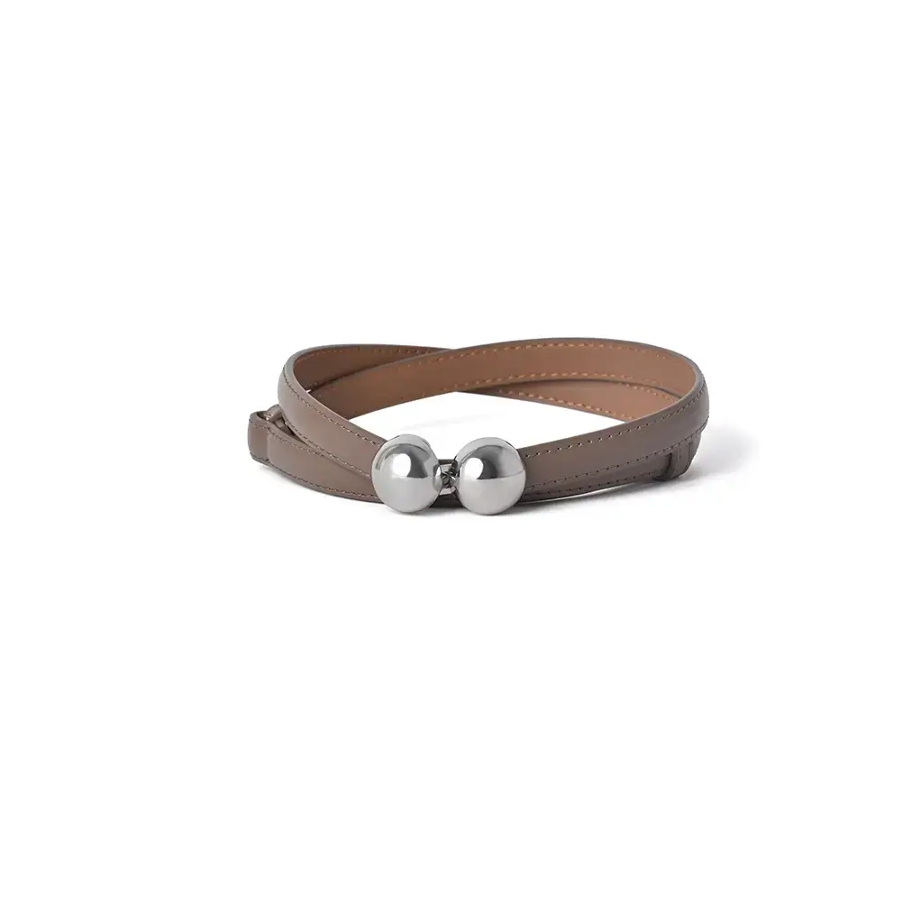 Women's Adjustable Spherical Buckle Belt Brown - Image 8