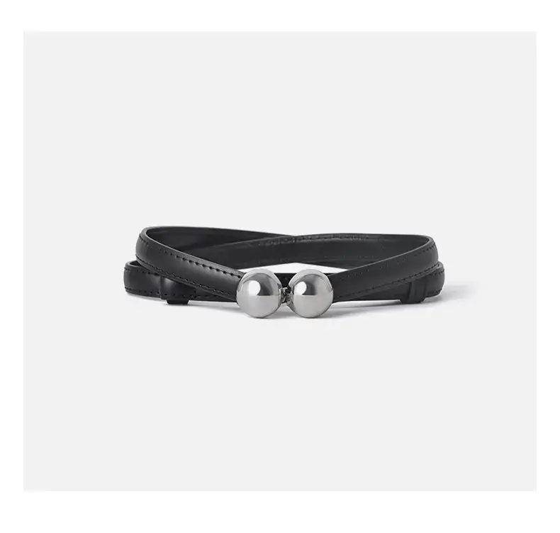 Women's Adjustable Spherical Buckle Belt Brown — feature 10
