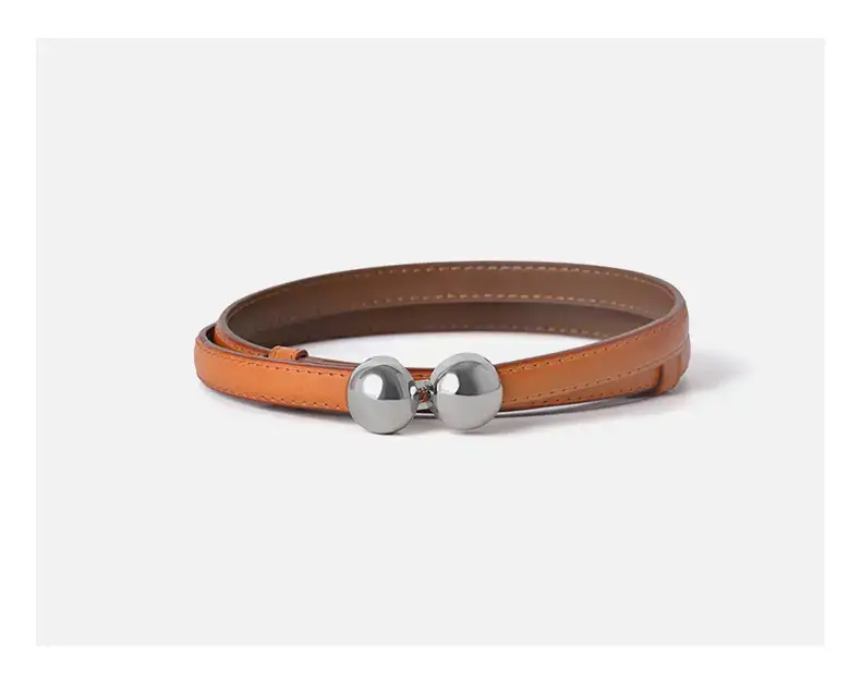 Women's Adjustable Spherical Buckle Belt Brown — feature 11