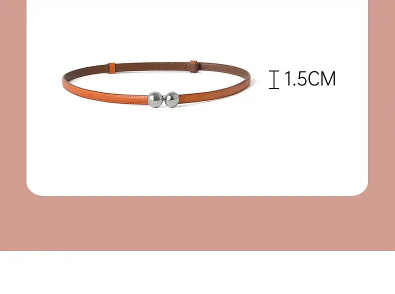 Women's Adjustable Spherical Buckle Belt Brown — feature 3