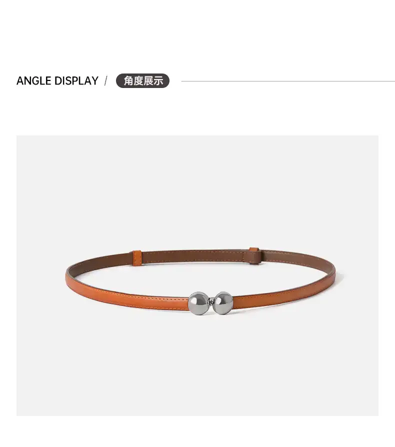 Women's Adjustable Spherical Buckle Belt Brown — feature 8