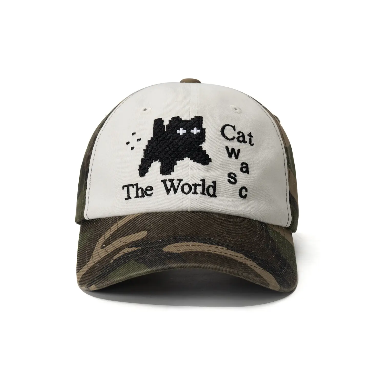 Women Cat Embroidered Cap Black Large — feature 16