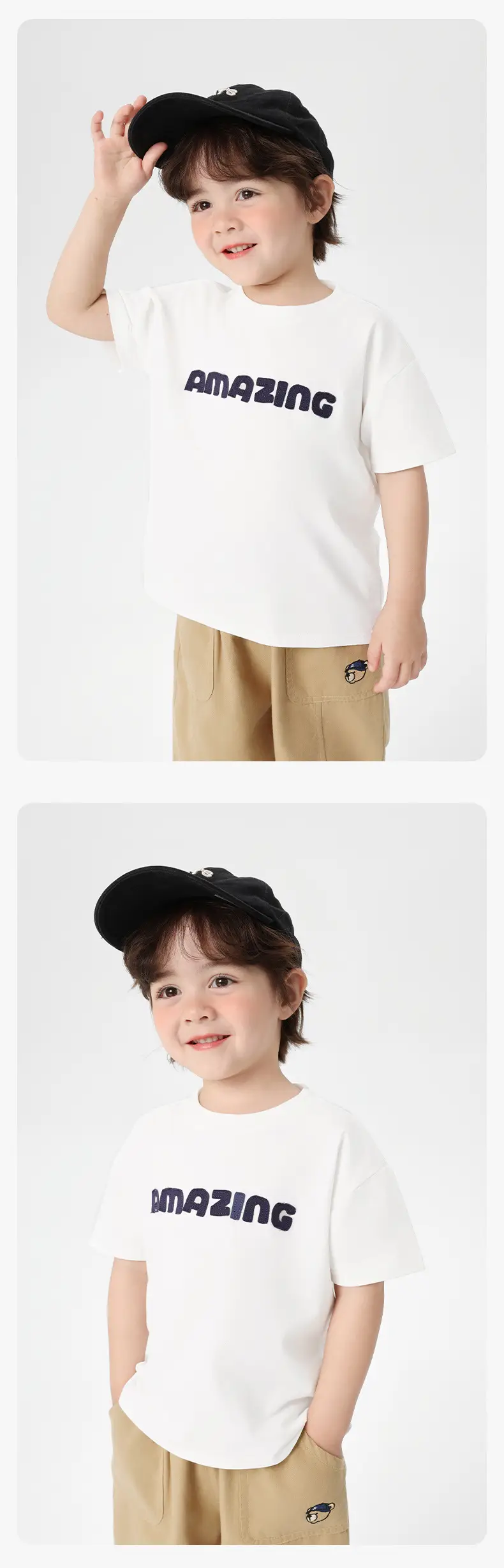 Right European Boys T-Shirt White Short Sleeve Summer Kids — feature 11