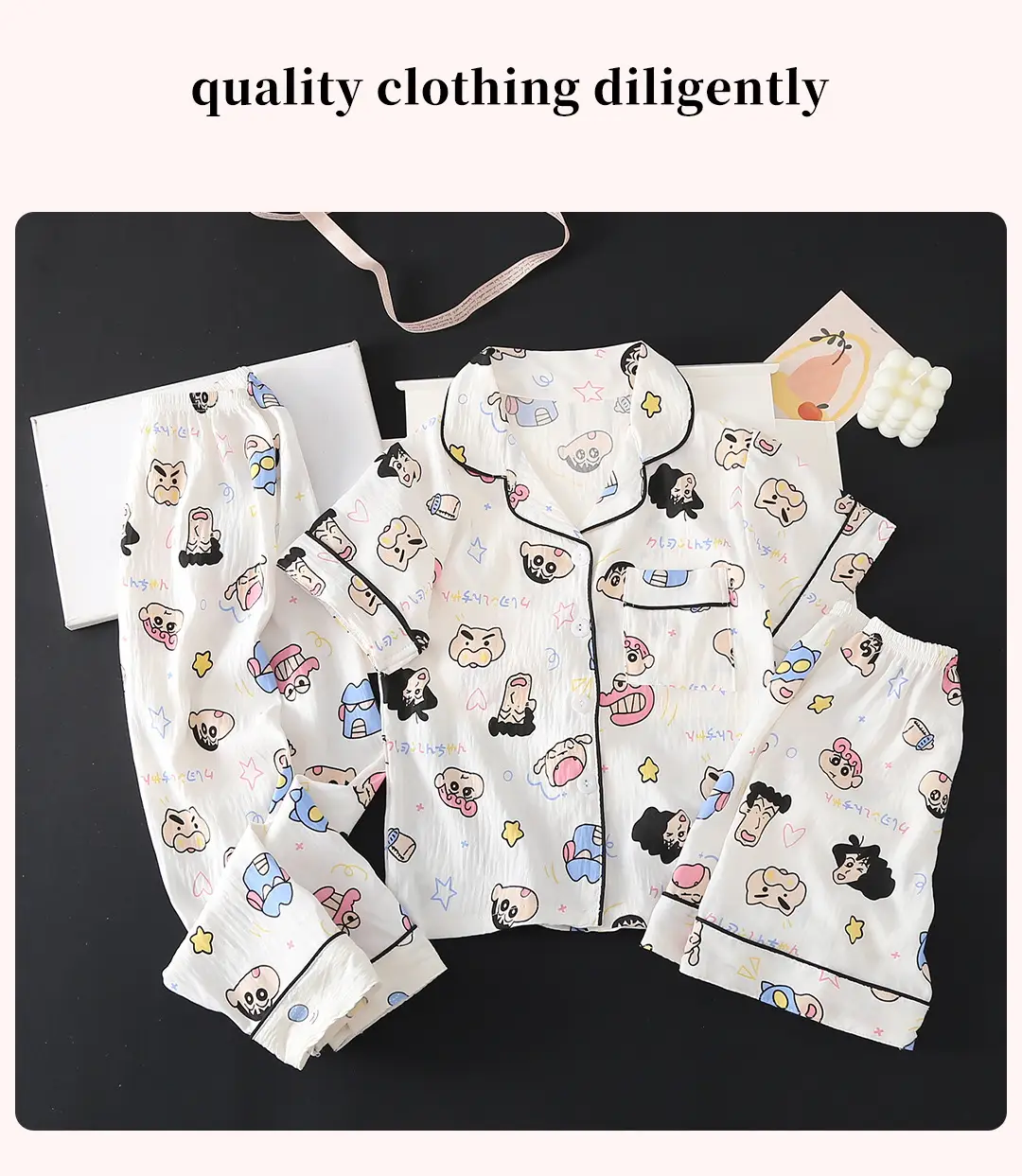 Summer Girls Children's Clouds Cotton Three-piece Pajamas Sweet Summer Thin Air Conditioner Home Clothes suit — feature 12