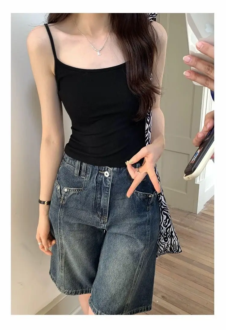 Pure Spice Girl with Chest Pad Small Camisole Women's Summer Outer Wear Beautiful Back Slim Fit Inner Base Beautiful Sleeveless Top — feature 11