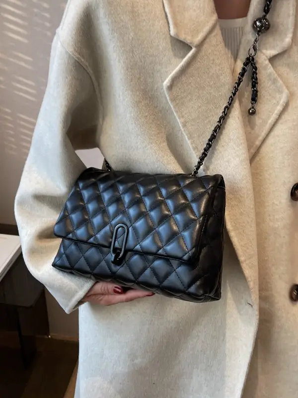 Yo Zi Rhombic Chain Shoulder Bag Brown Women's Autumn Winter 2025 - Image 6