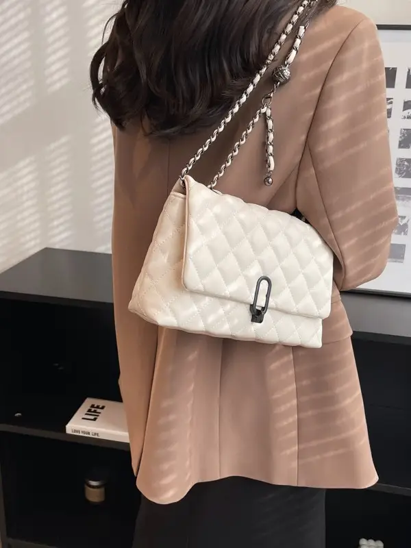 Yo Zi Rhombic Chain Shoulder Bag Brown Women's Autumn Winter 2025 - Image 7