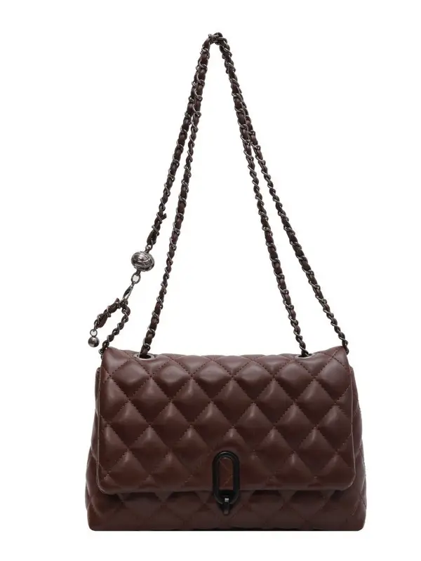 Yo Zi Rhombic Chain Shoulder Bag Brown Women's Autumn Winter 2025 - Image 9