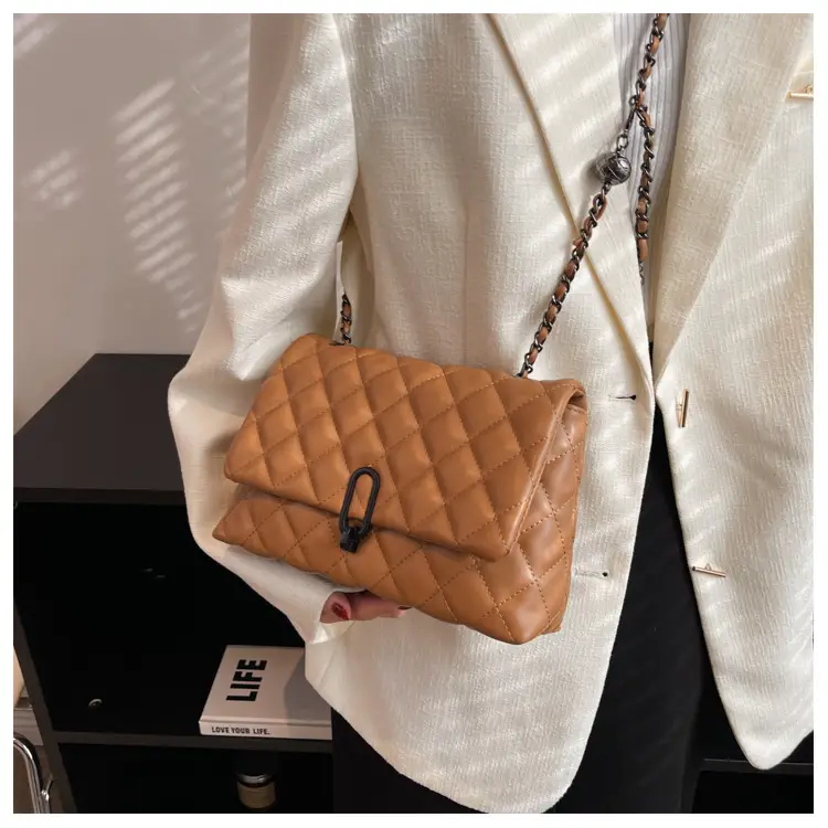 Yo Zi Rhombic Chain Shoulder Bag Brown Women's Autumn Winter 2025 — feature 23