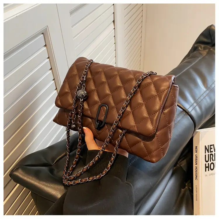 Yo Zi Rhombic Chain Shoulder Bag Brown Women's Autumn Winter 2025 — feature 38