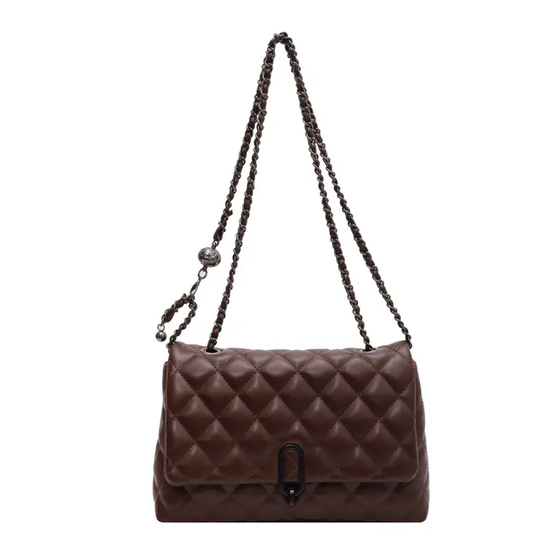 Yo Zi Rhombic Chain Shoulder Bag Brown Women's Autumn Winter 2025 - Image 2