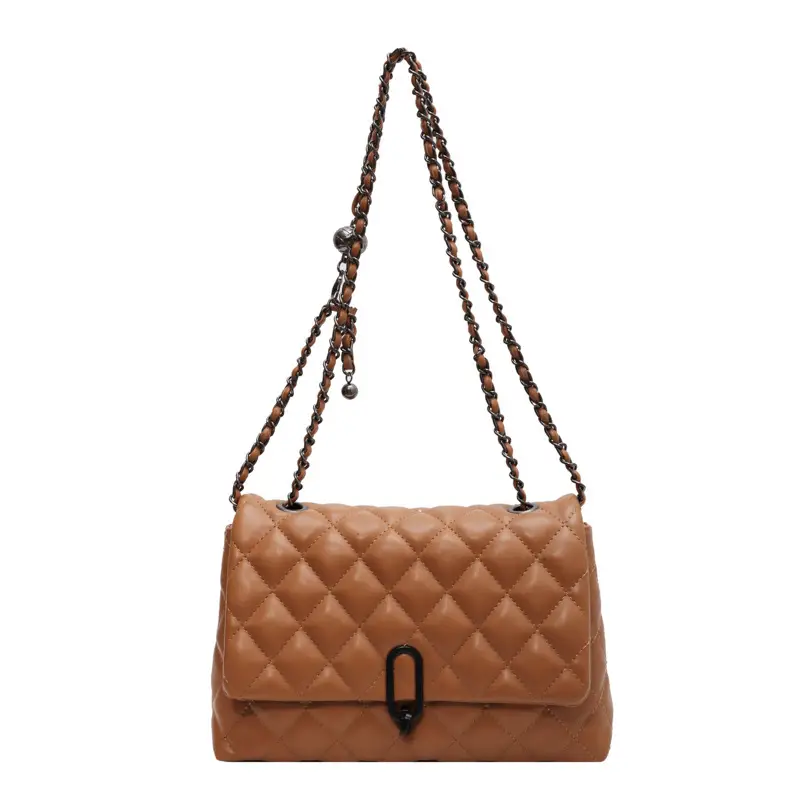 Yo Zi Rhombic Chain Shoulder Bag Brown Women's Autumn Winter 2025 - Image 3
