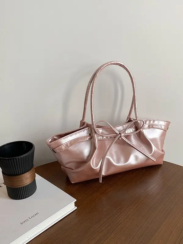 Black Pleated Shoulder Bag for Women Large Capacity 2026