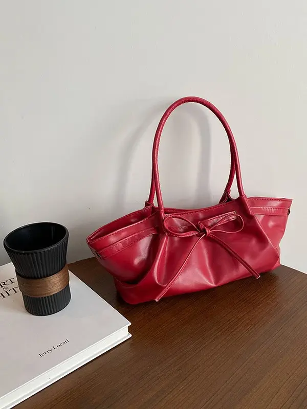 Black Pleated Shoulder Bag for Women Large Capacity 2026