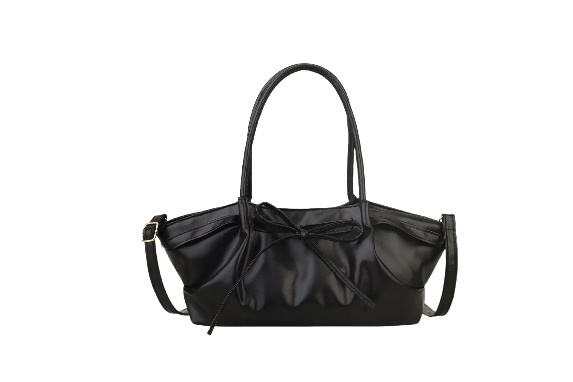 Black Pleated Shoulder Bag for Women Large Capacity 2026
