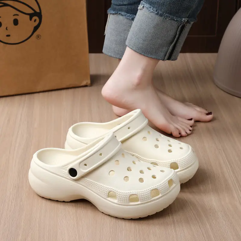 White Croc Crochable Women's Sandals with Thick EVA Sole — feature 4
