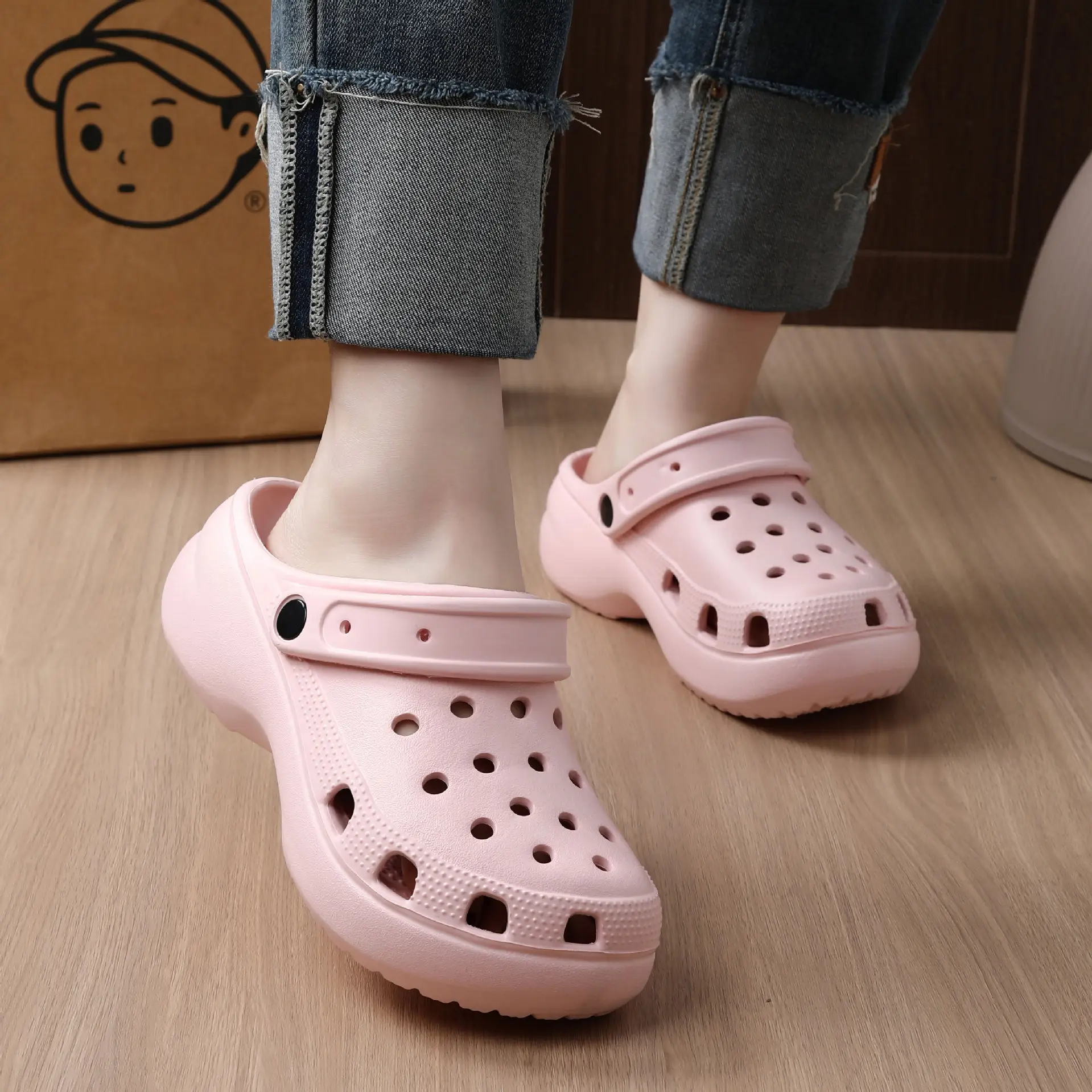 White Croc Crochable Women's Sandals with Thick EVA Sole — feature 6