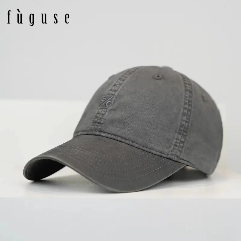 Purple Washed Cotton Baseball Cap Unisex Curved Brim - Image 9