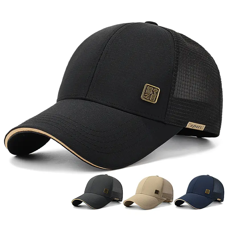 Men Dark Gray Mesh Baseball Cap Summer 56-60cm - Image 5