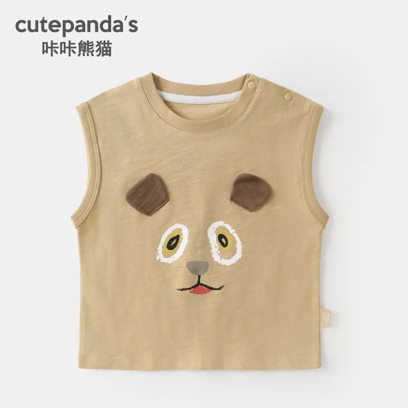 Kaka Panda Bear Print Sleeveless T-Shirt for Girls