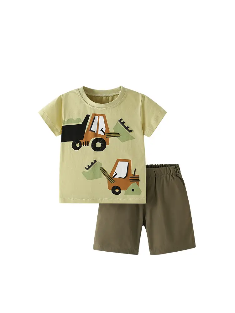 Boys T-shirt Shorts Set Truck Print Summer Wear - Image 6