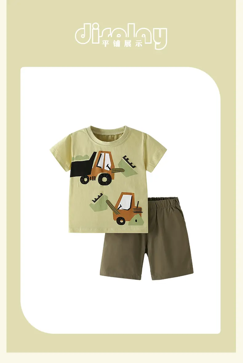 Boys T-shirt Shorts Set Truck Print Summer Wear — feature 10