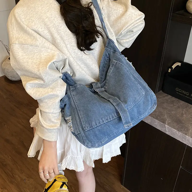 Korean Denim Crossbody Bag Large Capacity Women - Image 5