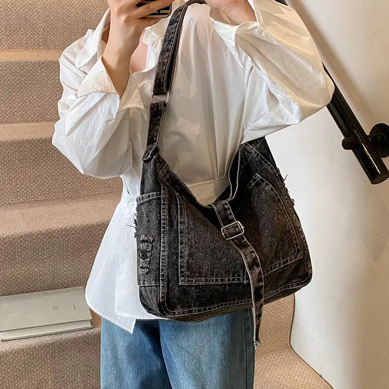 Korean Denim Crossbody Bag Large Capacity Women - Image 6