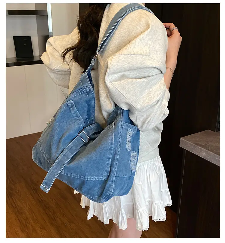 Korean Denim Crossbody Bag Large Capacity Women — feature 1