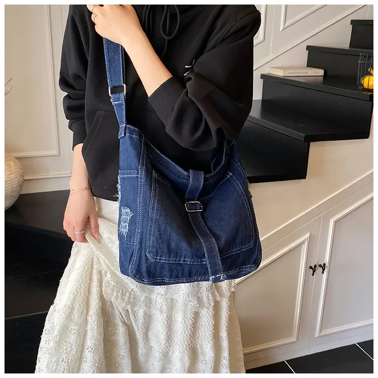 Korean Denim Crossbody Bag Large Capacity Women — feature 12