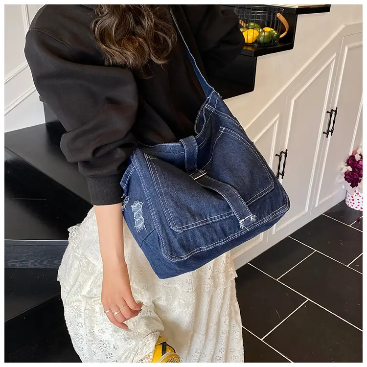 Korean Denim Crossbody Bag Large Capacity Women — feature 13
