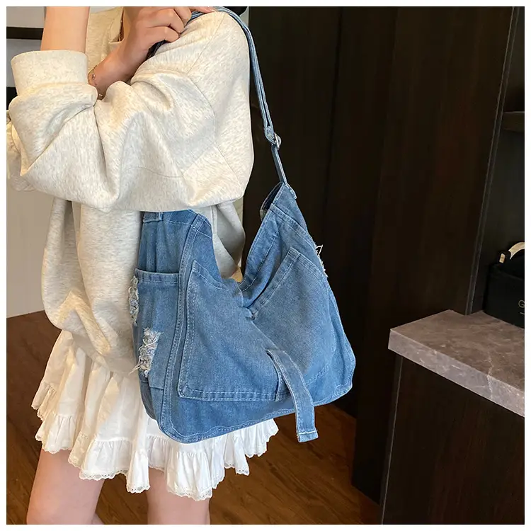 Korean Denim Crossbody Bag Large Capacity Women — feature 14