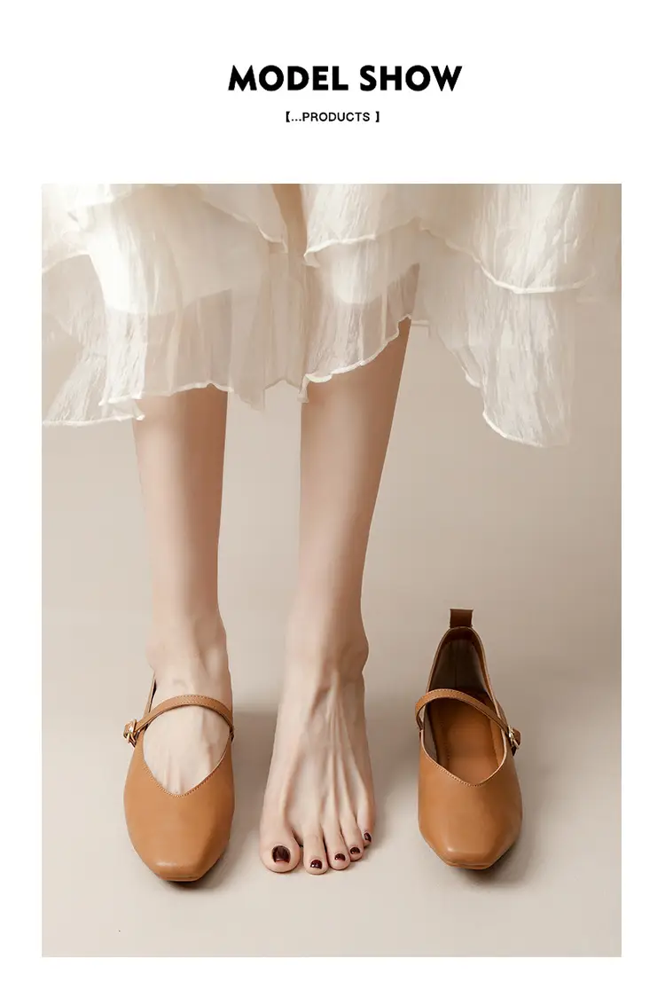 Soft Leather Granny Shoes with Chunky Heels, Mary Jane Style, French Square Toe, Single Strap, Mid-Heel, New Spring and Autumn Versatile Women's Shoes — feature 17