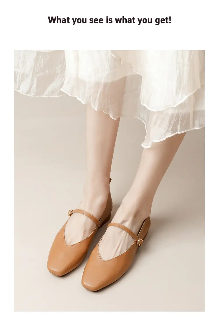 Soft Leather Granny Shoes with Chunky Heels, Mary Jane Style, French Square Toe, Single Strap, Mid-Heel, New Spring and Autumn Versatile Women's Shoes — feature 19