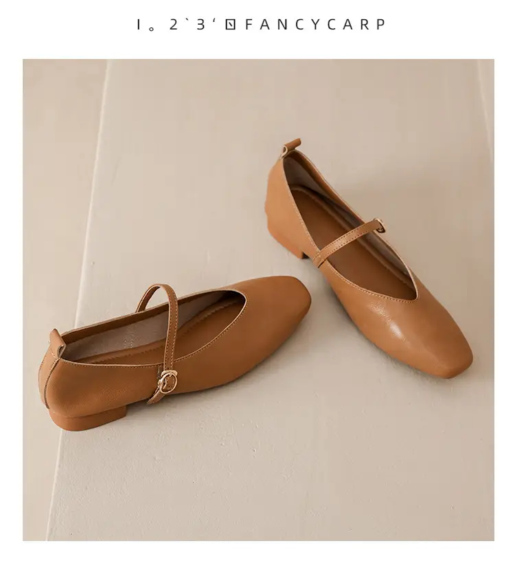 Soft Leather Granny Shoes with Chunky Heels, Mary Jane Style, French Square Toe, Single Strap, Mid-Heel, New Spring and Autumn Versatile Women's Shoes — feature 23
