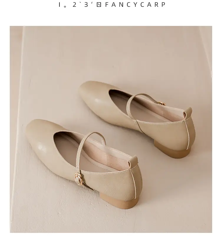 Soft Leather Granny Shoes with Chunky Heels, Mary Jane Style, French Square Toe, Single Strap, Mid-Heel, New Spring and Autumn Versatile Women's Shoes — feature 32