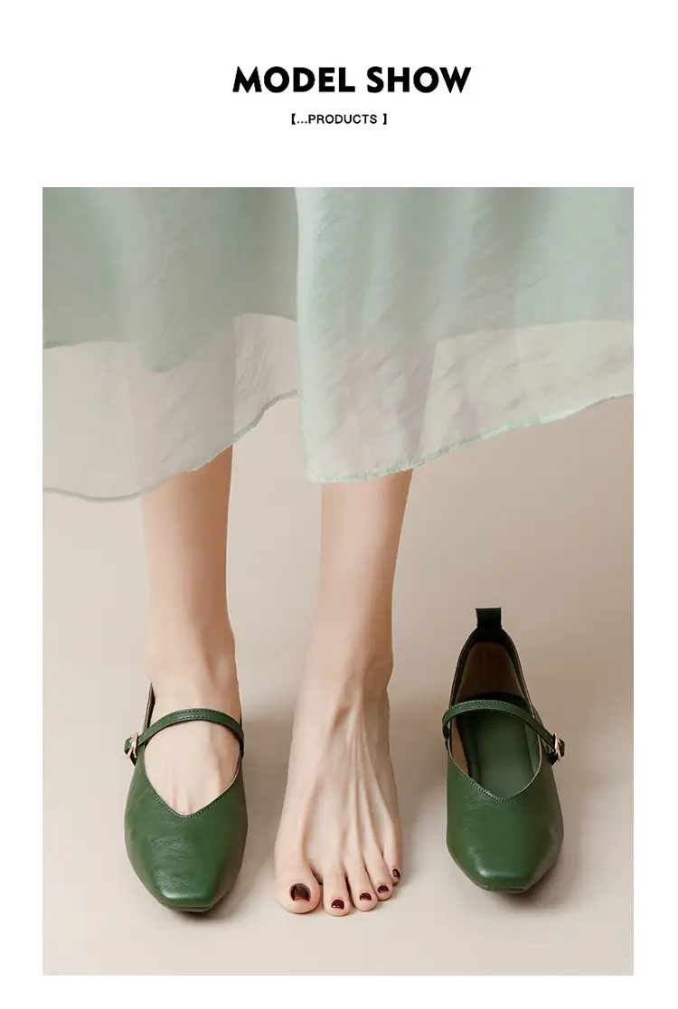 Soft Leather Granny Shoes with Chunky Heels, Mary Jane Style, French Square Toe, Single Strap, Mid-Heel, New Spring and Autumn Versatile Women's Shoes — feature 36