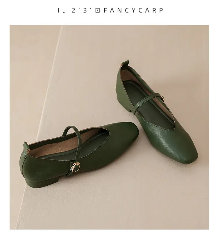 Soft Leather Granny Shoes with Chunky Heels, Mary Jane Style, French Square Toe, Single Strap, Mid-Heel, New Spring and Autumn Versatile Women's Shoes — feature 39