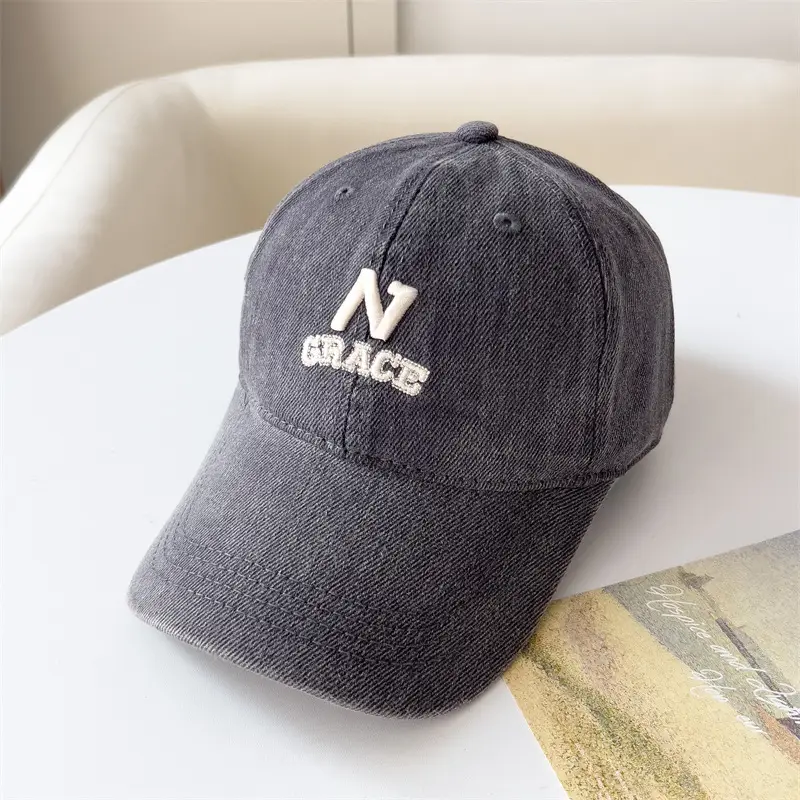 Gray Three-Dimensional Letter Embroidered Baseball Cap - Image 5