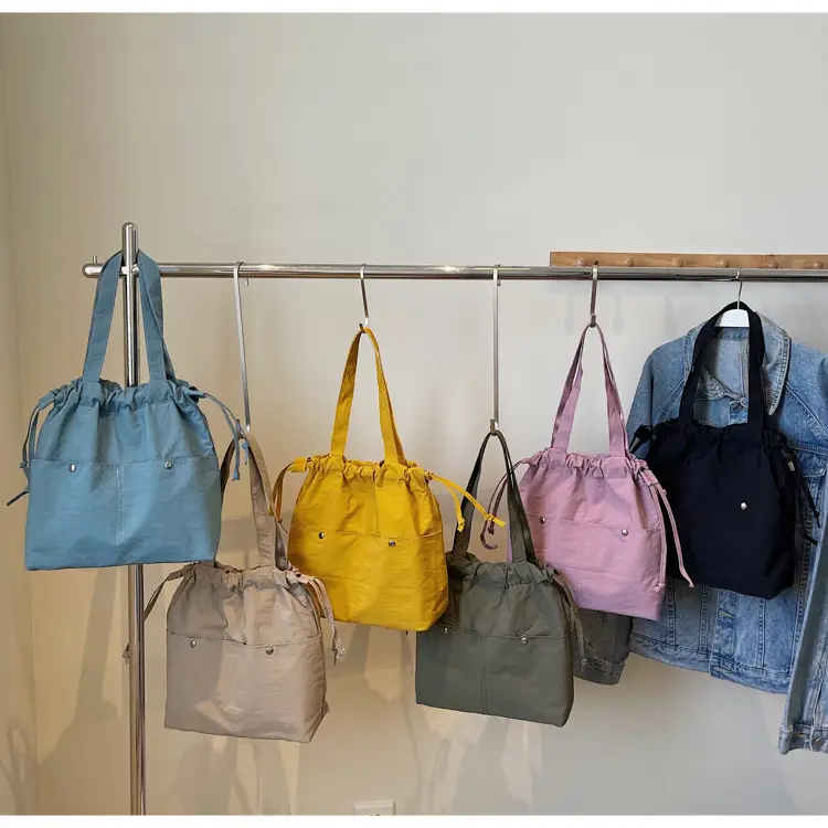 Light Blue Drawstring Shoulder Bag for Women — feature 1