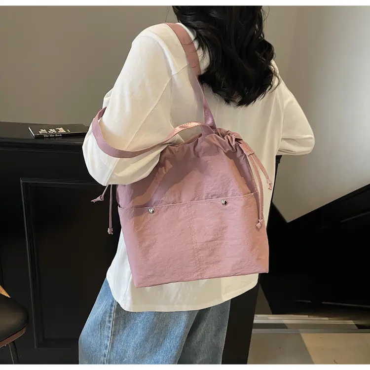 Light Blue Drawstring Shoulder Bag for Women — feature 14