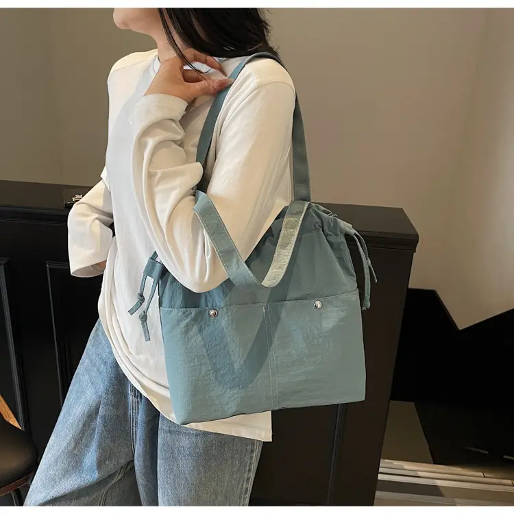 Light Blue Drawstring Shoulder Bag for Women — feature 17