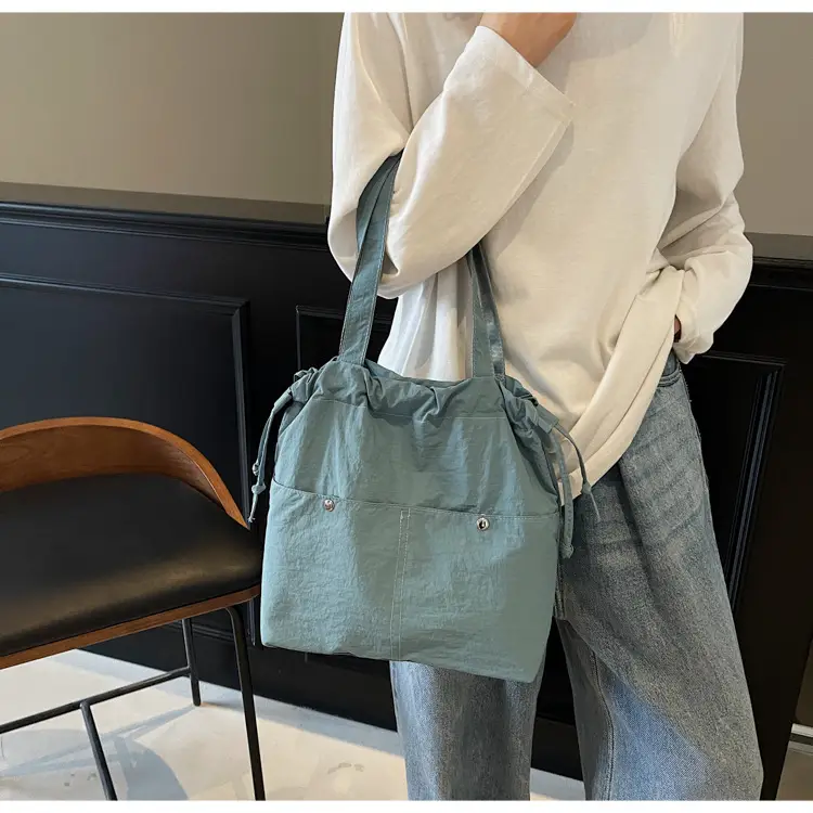 Light Blue Drawstring Shoulder Bag for Women — feature 18