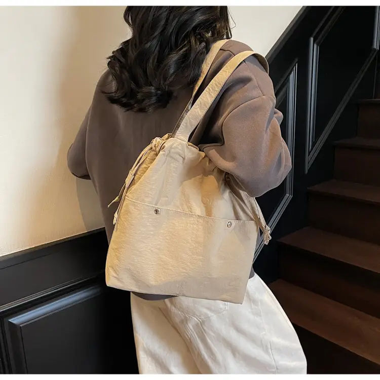 Light Blue Drawstring Shoulder Bag for Women — feature 9